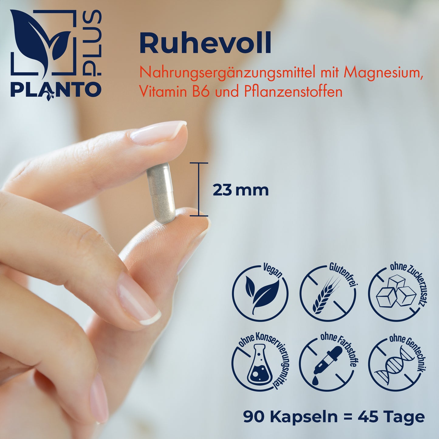 Ruhevoll Kapseln mit Magnesium, Vitamin B6 und Pflanzenstoffen - 90 Stück